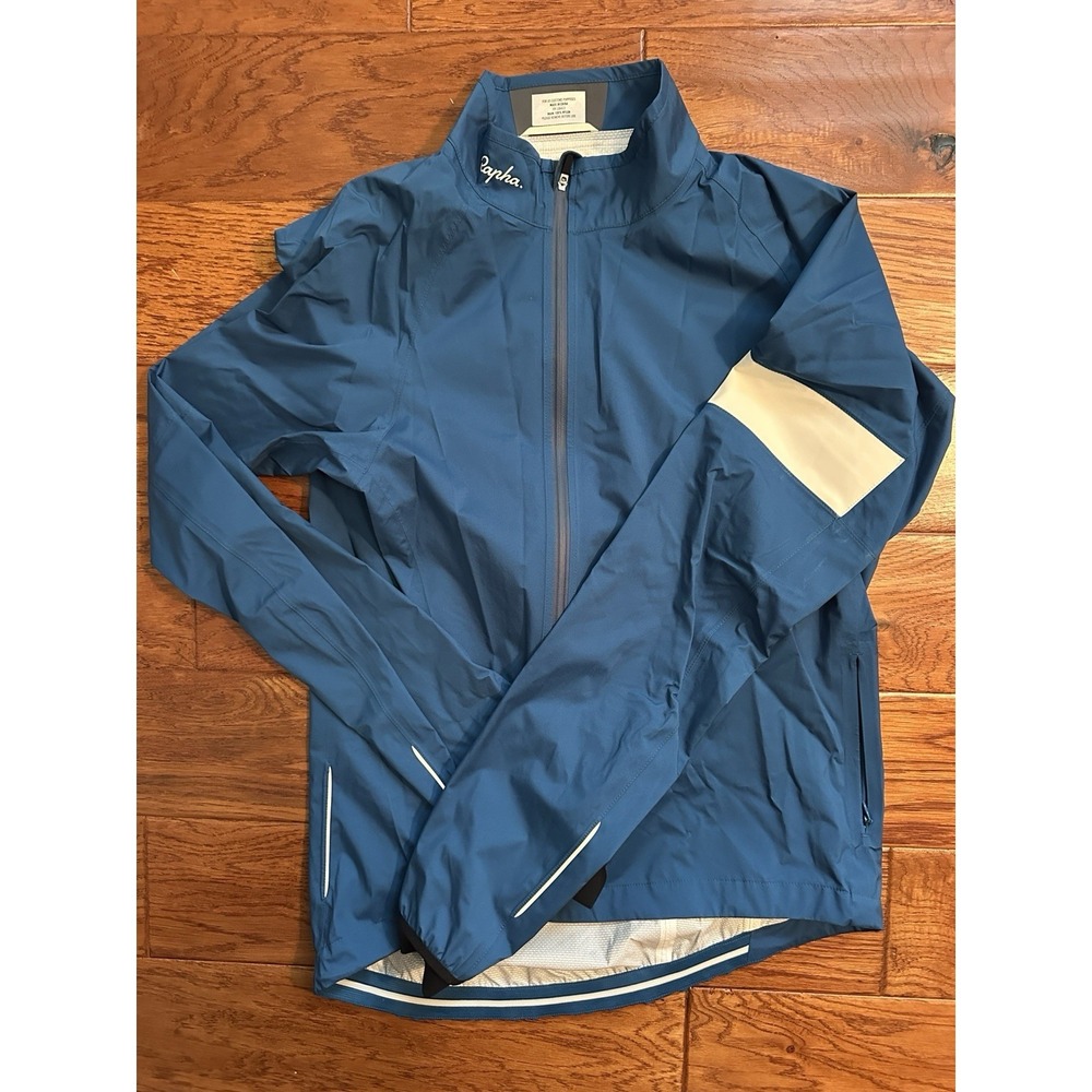 Rapha Men's Cycling Jacket Blue Size M Core Rain Wind Coat Waterproof Reflective